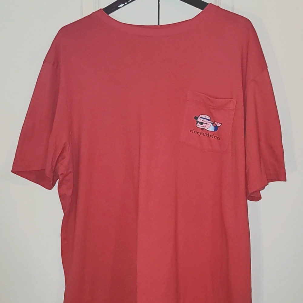 Vineyard Vines Whale Pocket Tee - XL - Coral pink, orange/red
